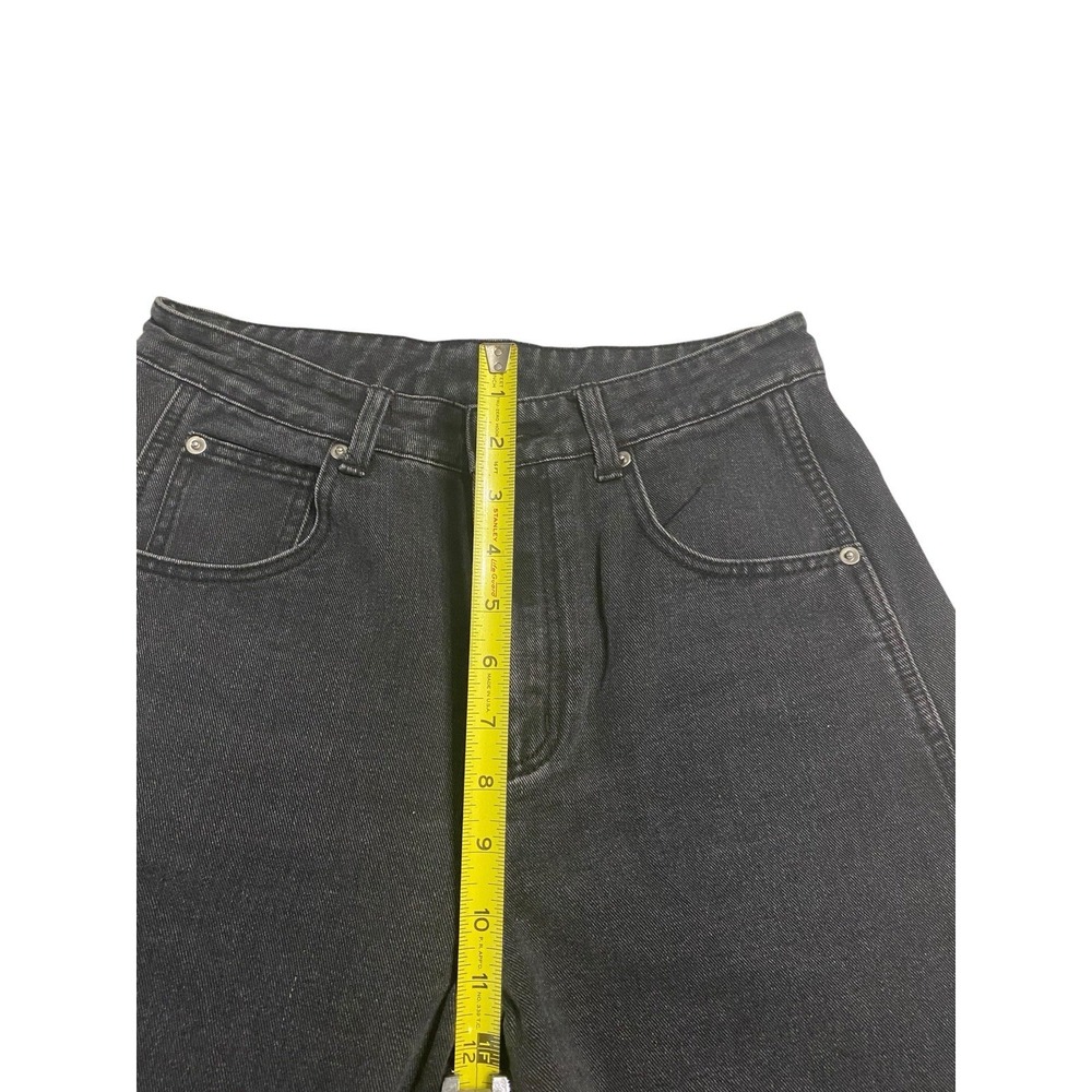 Women's Barrel Leg Jeans M Medium Black High Rise Cropped Balloon Seam Detail - Picture 5 of 9